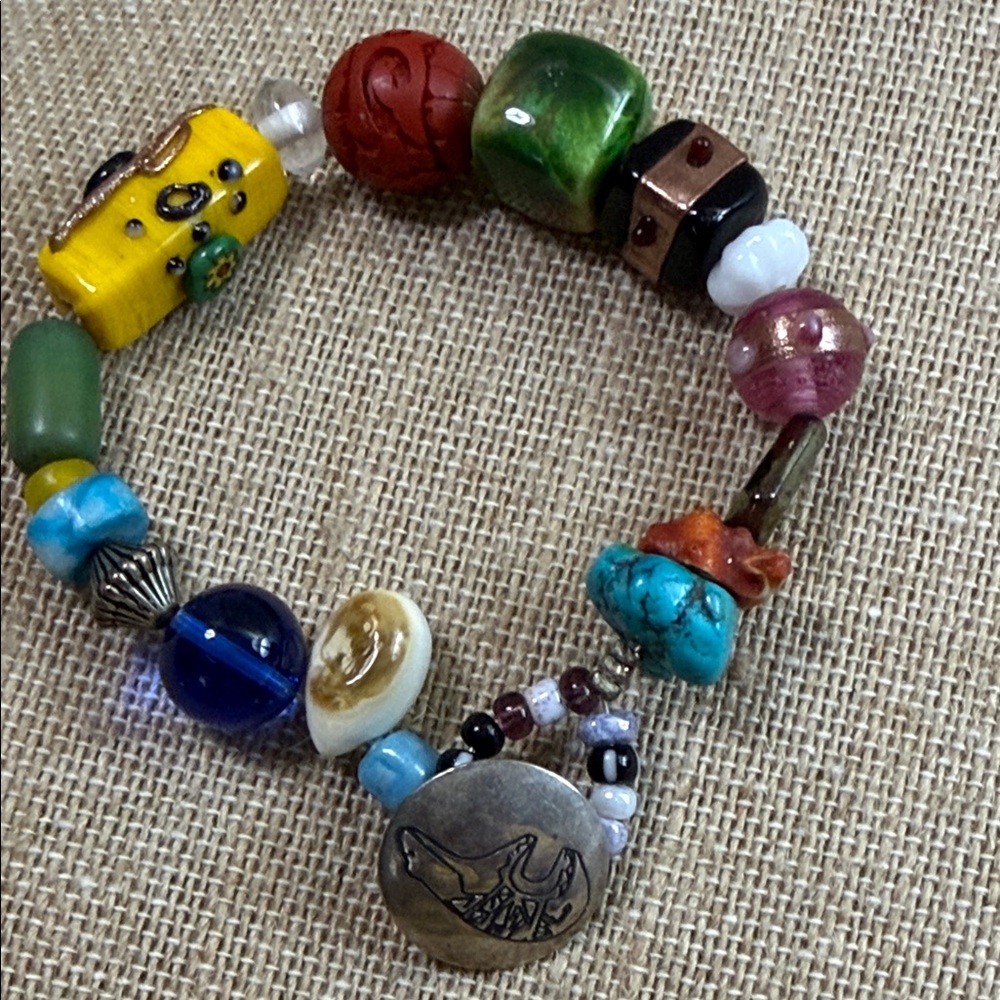 Fashion Jewelry Multicolor Beaded Bracelet with Turquoise Accent